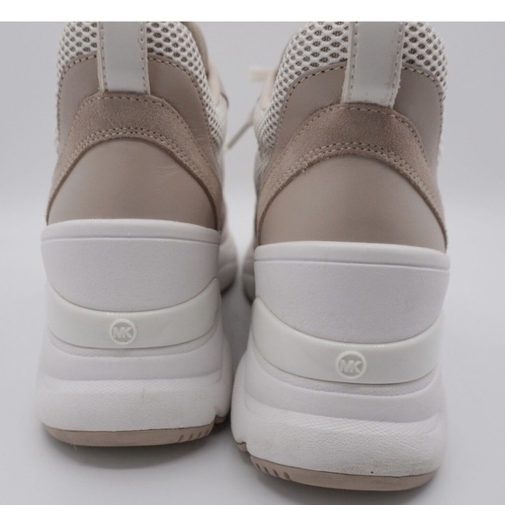 Michael Kors Mickey Trainer Leather Suede Mesh Sneakers Light Sand 11 Chic 36-15 - Picture 7 of 10